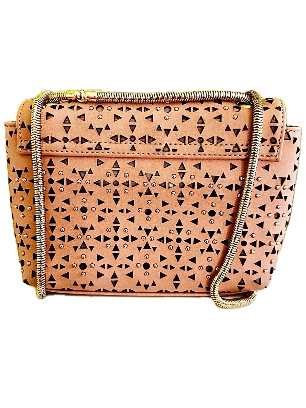 Steve Madden Blush Pink Laser-Cut Crossbody with Gold Chain - Picture 5 of 5